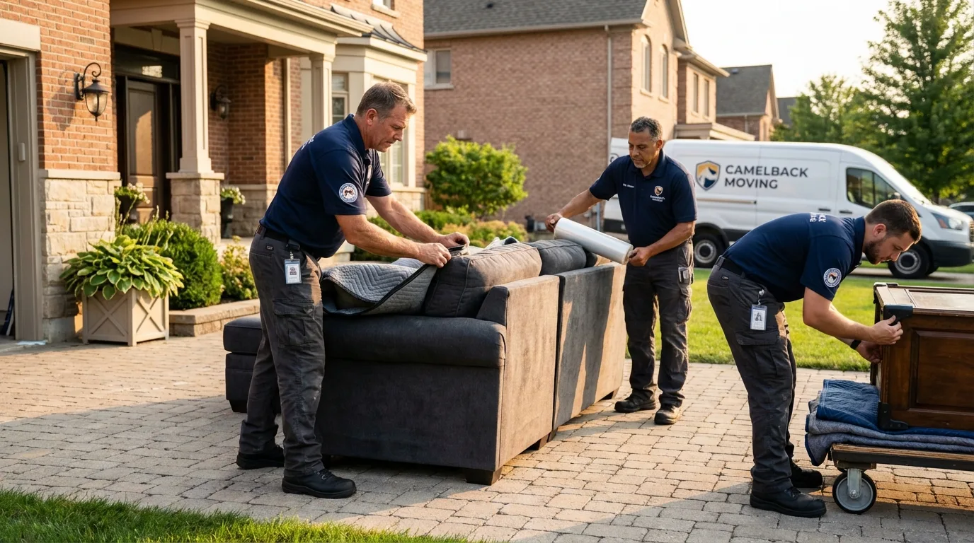 Large estate moving crew wrapping furniture in Theresa, WI