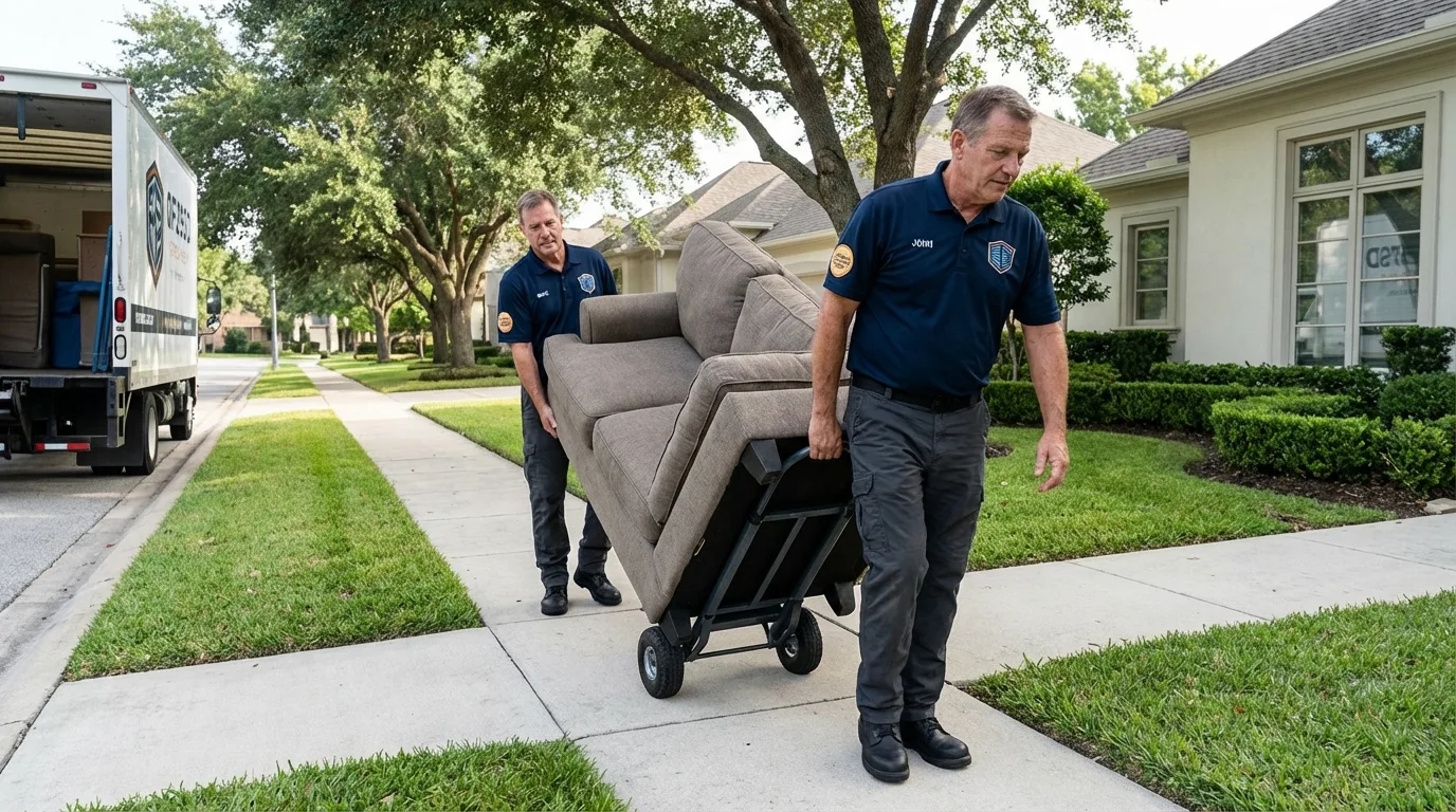 Local residential moving crew loading furniture in Theresa, WI